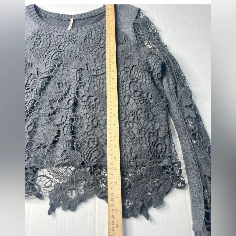 FREE PEOPLE Graphite Combo Crochet Top, Size Small - MSRP $128
